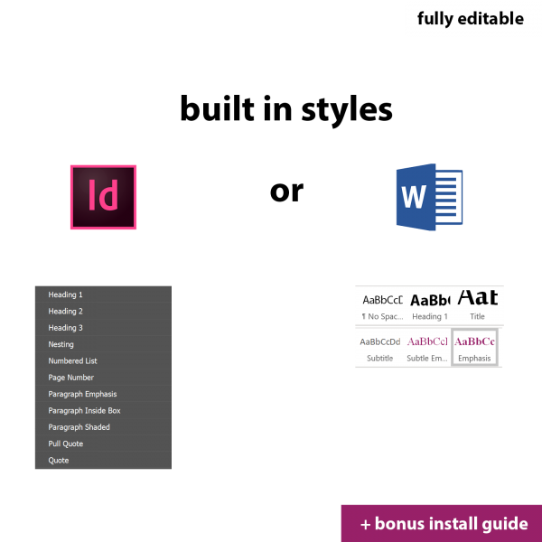 report design for businesses includes all styles, heading, font, colour, logo, bullets, table, chart all built in, super easy to use and install on any PC. Choose between indesign or word template. Includes one-click to update table of contents. All custom designed by professional graphic designer. Lakazdi Kassandra Bowers from Brisbane Australia.